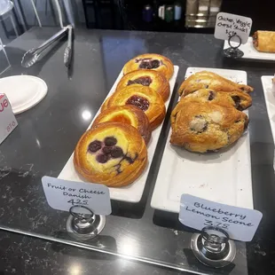 fruit + cheese danish + scones