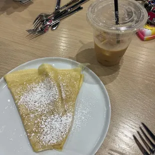 Lemon Sugar Crepe and Oat Milk Latte