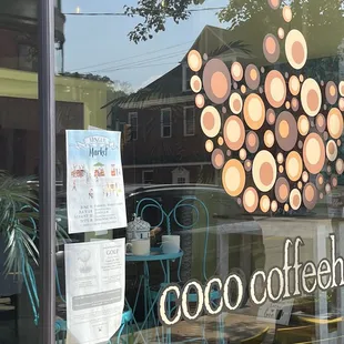 a sign in the window