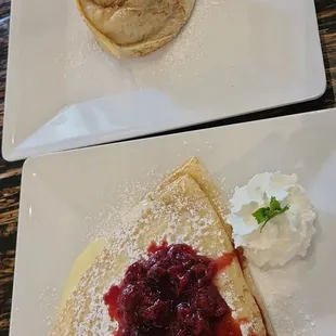 White Chocolate Raspberry Crepe and Cinnamon Roll Crepe