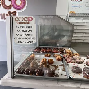 a display of various donuts