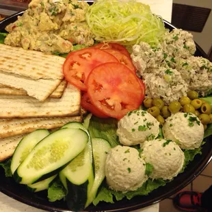 Chicken salad,white fish salad, matzos. HAPPY PASSOVER!