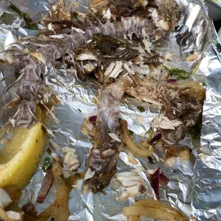 What was left after we demolished the fish.