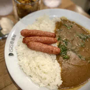 Sausage and Spinach Curry Rice