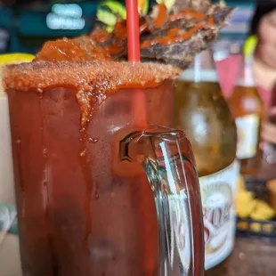 a bloody drink in a glass