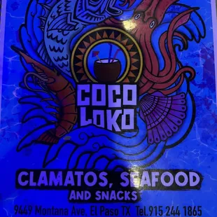 Menu cover