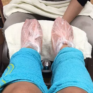 The Deluxe Pedicure&apos;s hot towel wrap and hot wax feels amazing after a long work week!