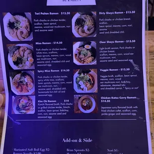 menu, sushi and sashimi