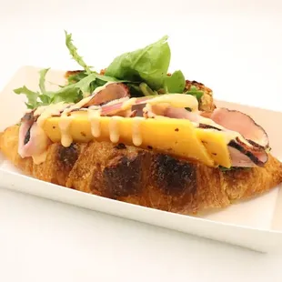 a plate of food on a white table