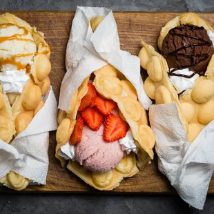 three different types of ice cream