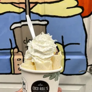 Pineapple coconut Thai rolled ice cream