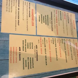 sushi and sashimi, menu