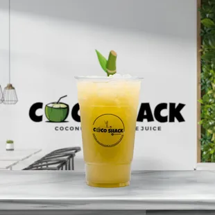 a cold drink in a plastic cup