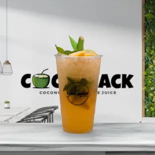 a cold drink on a table