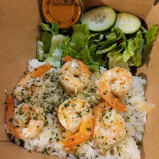 shrimp and rice in a box