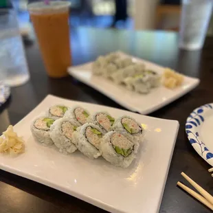 California Roll and Eel Avocado Roll