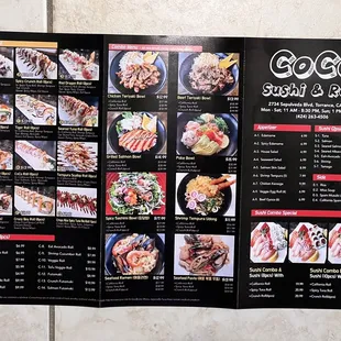 Takeout menu