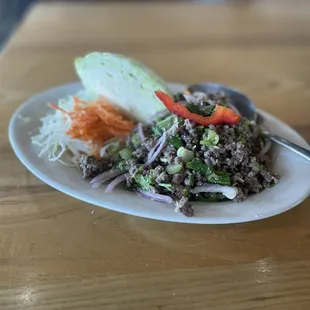 Beef Larb w/ cabbage (use like lettuce wraps)