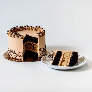 Tuxedo Salted Caramel Cake