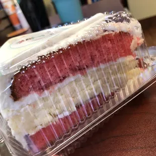 Strawberry cake slice $4 with a cheesecake layer