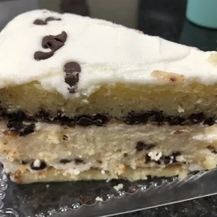 This was amazing. It was a chocolate chip cake with a cheesecake layer!