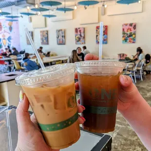 Iced vanilla oat latte and strawberry cardamom espresso tonic - lifewithhanny