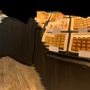 a variety of pastries on display