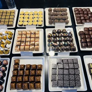 a variety of chocolates on display
