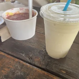 Haupia smoothie and açaí bowl