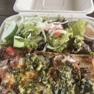 Pizza and side salad