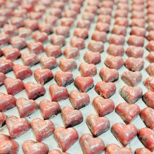 a variety of chocolate hearts