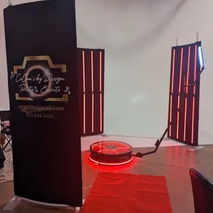 CoCoa's 360 set up. Client asked for LED to be all red! Red Carpet add on