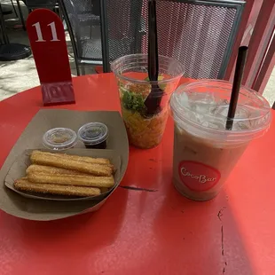 Horchata, snack and churro fries!