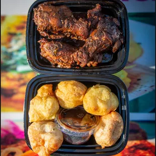 Award Winning Spicy Jerk Wings
Trini Pholourie Fritters w Tamarind Dip