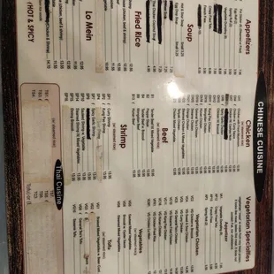 Revised menu