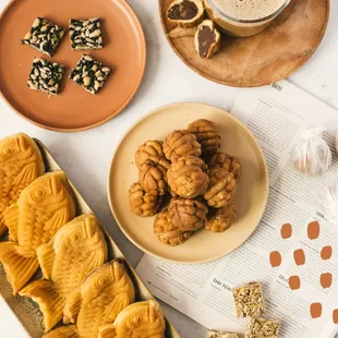 a plate of cookies and a cup of coffee