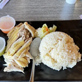 Hainan chicken over rice
