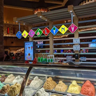 Colorful signage and wide selection