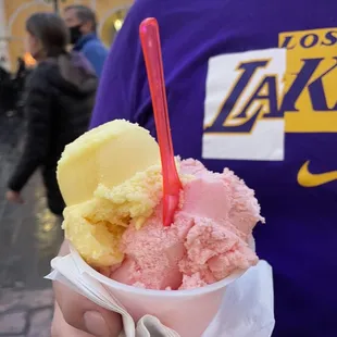 Passionfruit and guava gelato, both were yum!