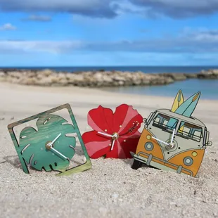 Cut-out clocks. Made in Hawaii.