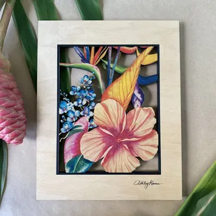 "Botanical Blend" cutout wood wall art by local artist Ashley Kaase