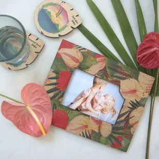 Island-inspired coasters and picture frames by local artist Candice Soon.