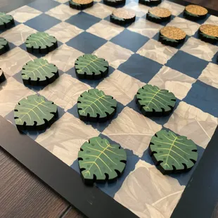 Pineapple Monstera Checkers set for family game night