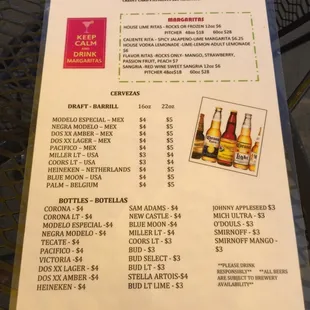 Cocktail &amp; beer menu