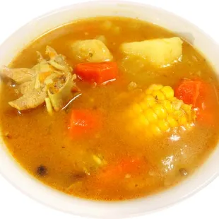 Chicken Soup with pumpkin, carrots and other spices.