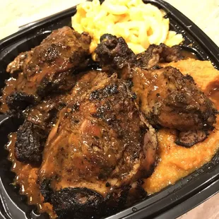 Jerk Chicken, Sweet Potatoes &amp; Mac &amp; Cheese
