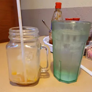 Thai tea and Boba drinks served in small jars
