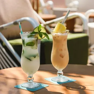 two drinks on a table