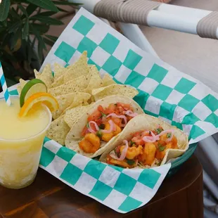 two tacos and a drink