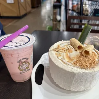 D24. Hibiscus Berry Tea/Soda W.strawberry. Heart Natacoco. Popping Boba